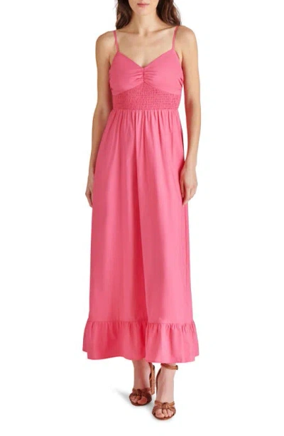 Steve Madden Smocked Cotton Maxi Dress In Pink
