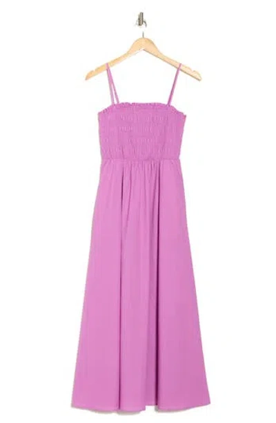 Steve Madden Smocked Cotton Maxi Sundress In Berry
