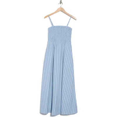 Steve Madden Smocked Poplin Maxi Dress In Sky Blue