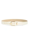 Steve Madden Smooth Faux Leather Belt In Cream