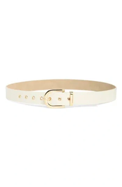 Steve Madden Smooth Faux Leather Belt In Cream