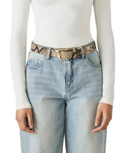 Steve Madden Snake Printed Polyurethane Fashion Belt In Brown