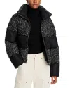 Steve Madden Women's Snowdrop Tweed-mix Puffer Jacket In Black