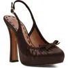Steve Madden Sofie Satin Bow Platform Slingback Pump In Brown