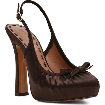 Steve Madden Sofie Satin Bow Platform Slingback Pump In Brown