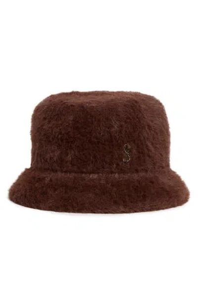 Steve Madden Soft Fuzzy Bucket Hat In Brown