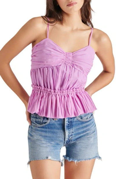 Steve Madden Solange Ruched Peplum Camisole In Berry