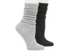 Steve Madden Solid Slouch Crew Socks 2 Pack In Black
