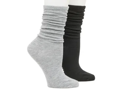 Steve Madden Solid Slouch Crew Socks 2 Pack In Black