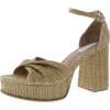 Steve Madden Solve Womens Denim Ankle Strap Platform Heels In Beige