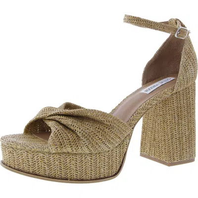 Steve Madden Solve Womens Denim Ankle Strap Platform Heels In Beige