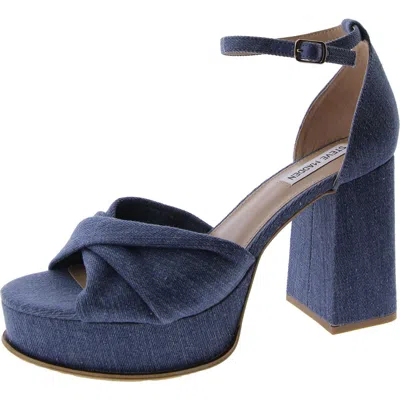 Steve Madden Solve Womens Denim Ankle Strap Platform Heels In Multi