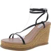 Steve Madden Sommer Womens Adjustable Faux Leather Wedge Sandals In Black