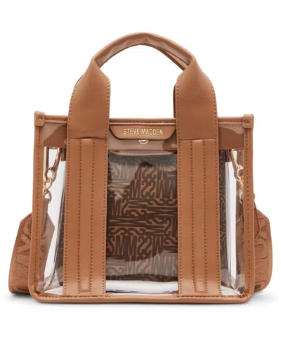 Steve Madden Sondra Clear Mini Tote With Pouch In Cognac