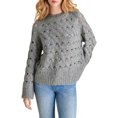 Steve Madden Sonora Open Stitch Sweater In Heather Grey