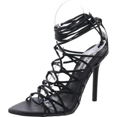 Steve Madden Sonyah Womens Strappy Faux Leather Lace-up In Black
