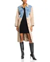 Steve Madden Soraya Mixed Media Coat In Denim Multi