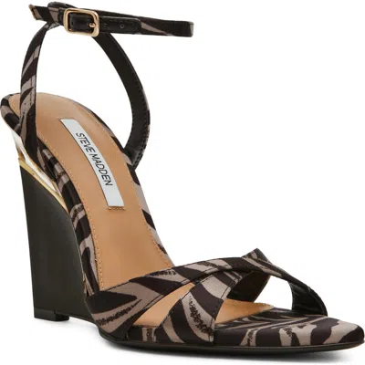 Steve Madden Sorynn Ankle Strap Pointed Toe Wedge Sandal In Animal Print