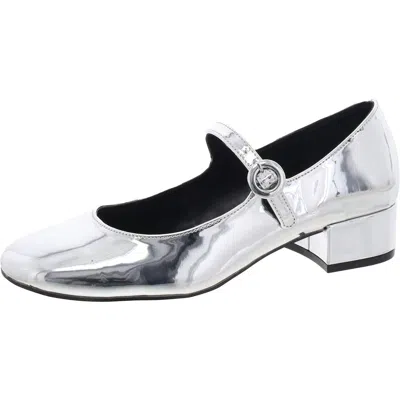 Steve Madden Spencir Womens Metallic Strappy Block Heels In Silver