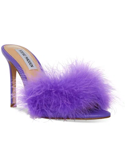 Steve Madden Spin Womens Feathers Slip On Heels In Purple