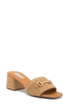 Steve Madden Splendid Bit Slide Sandal In Tan Raffia