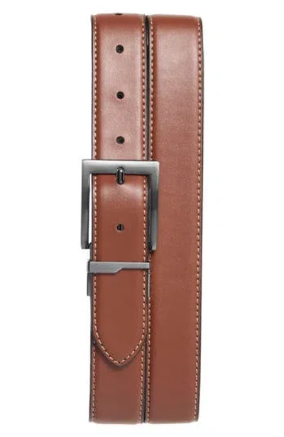 Steve Madden Square Buckle Leather Belt In Brown
