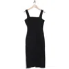 Steve Madden Square Neck Denim Midi Dress In Black