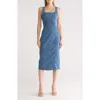 Steve Madden Josette Square Neck Denim Dress In Blue Denim