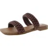 Steve Madden Stacie Womens Woven Faux Leather Slide Sandals In Brown