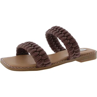 Steve Madden Stacie Womens Woven Faux Leather Slide Sandals In Brown