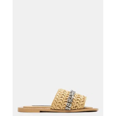 Steve Madden Jessica Rich X  Starlight Raffia Slide Sandals In Natural Raffia,rhinestone