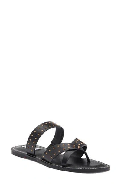 Steve Madden Stelah Studded Slide Sandal In Black Leather