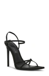 Steve Madden Stellina Womens Strappy Leather Ankle Strap In Black Satin