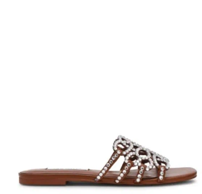 Steve Madden Cognac Synthetic Sandals In Brown