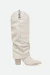 Steve Madden Lassy Ruched Pointed Toe Western Boot In Bianco