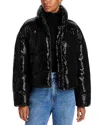 Steve Madden Stratton Sequined Cropped Puffer Jacket In Black
