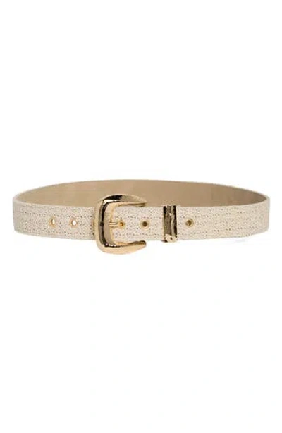 Steve Madden Straw Belt In White