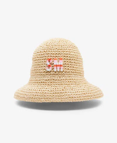 Steve Madden Straw Logo Floppy Bucket Hat In Natural