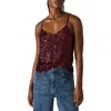 Steve Madden Stretch Sequin Camisole In Burgundy