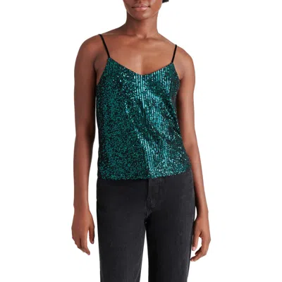Steve Madden Stretch Sequin Camisole In Deep Teal