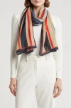 Steve Madden Stripe & Sporty Oblong Scarf In Black