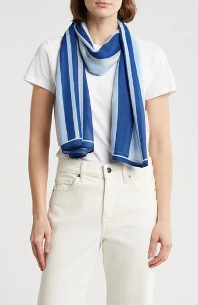 Steve Madden Stripe & Sporty Oblong Scarf In Blue