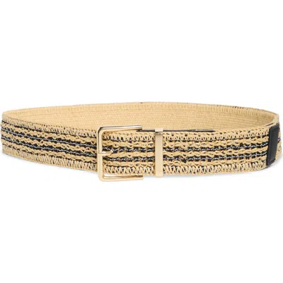 Steve Madden Stripe Faux Straw Belt In Neutral