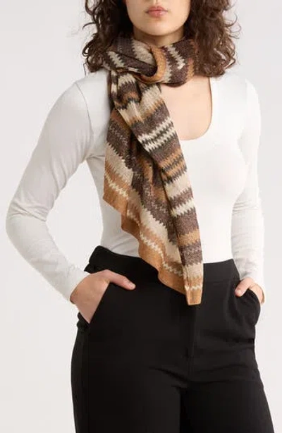 Steve Madden Stripe Metallic Knit Square Scarf In Brown