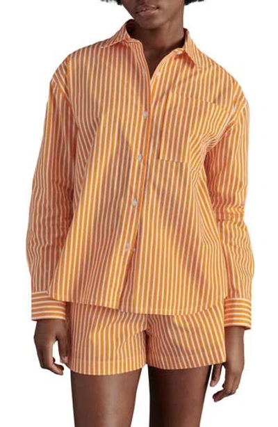 Steve Madden Stripe Oversize Button-up Shirt In Mighty Melon