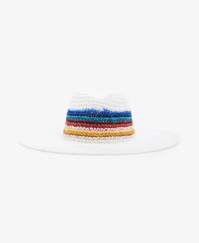 Steve Madden Striped Straw Panama Hat In White Multi