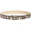 Steve Madden Studded Faux Suede Belt In Brown