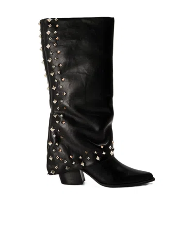 Steve Madden Studded Long Boots In Black