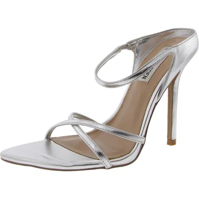 Steve Madden Stunner Womens Strappy Patent Heels In Silver