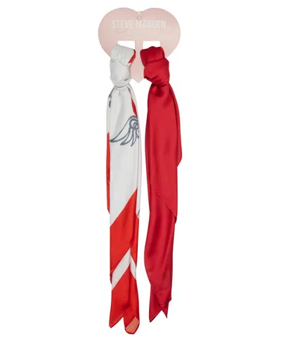 Steve Madden Stupid Cupid Perfect Pair Scarf Set In Red